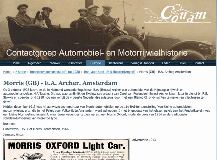 Ernest Archer's Morris importation business in NL