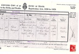 Harry Garner's death ctfct 1936