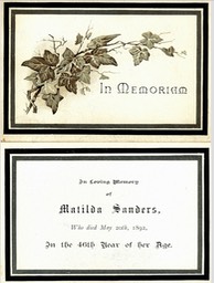 Matilda Sanders memorial card
